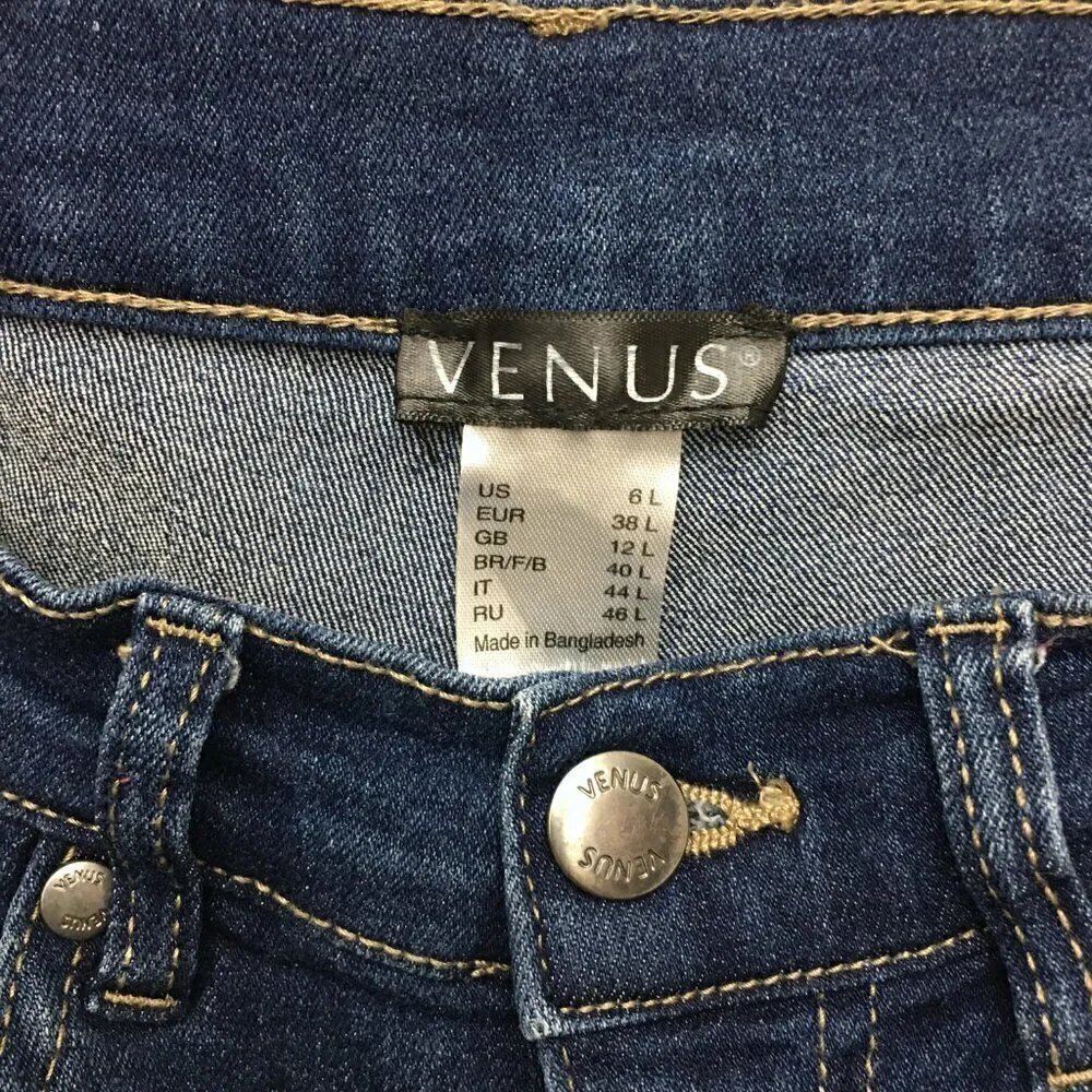 Venus Women's Jeans Boot Cut Stretch Fray Hems size 6L length 29